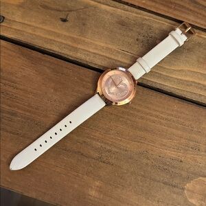 Michael Kors Rose Gold Heart Watch with White Strap